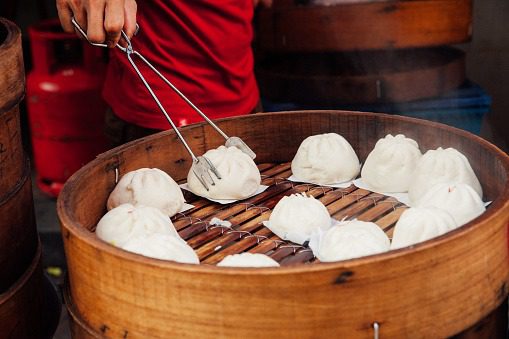 Steamed buns food stall in Chinatown, Kuala Lumpur, Malaysia