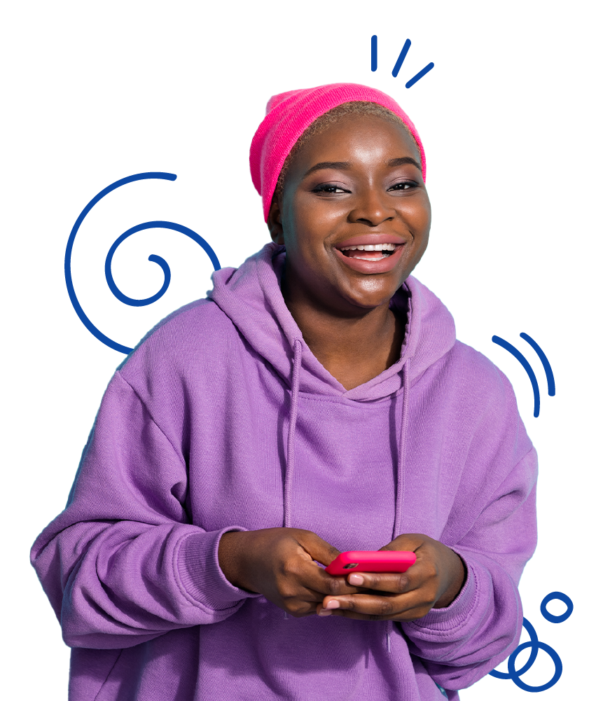 Learn Papiamentu hero image of a woman holding a phone