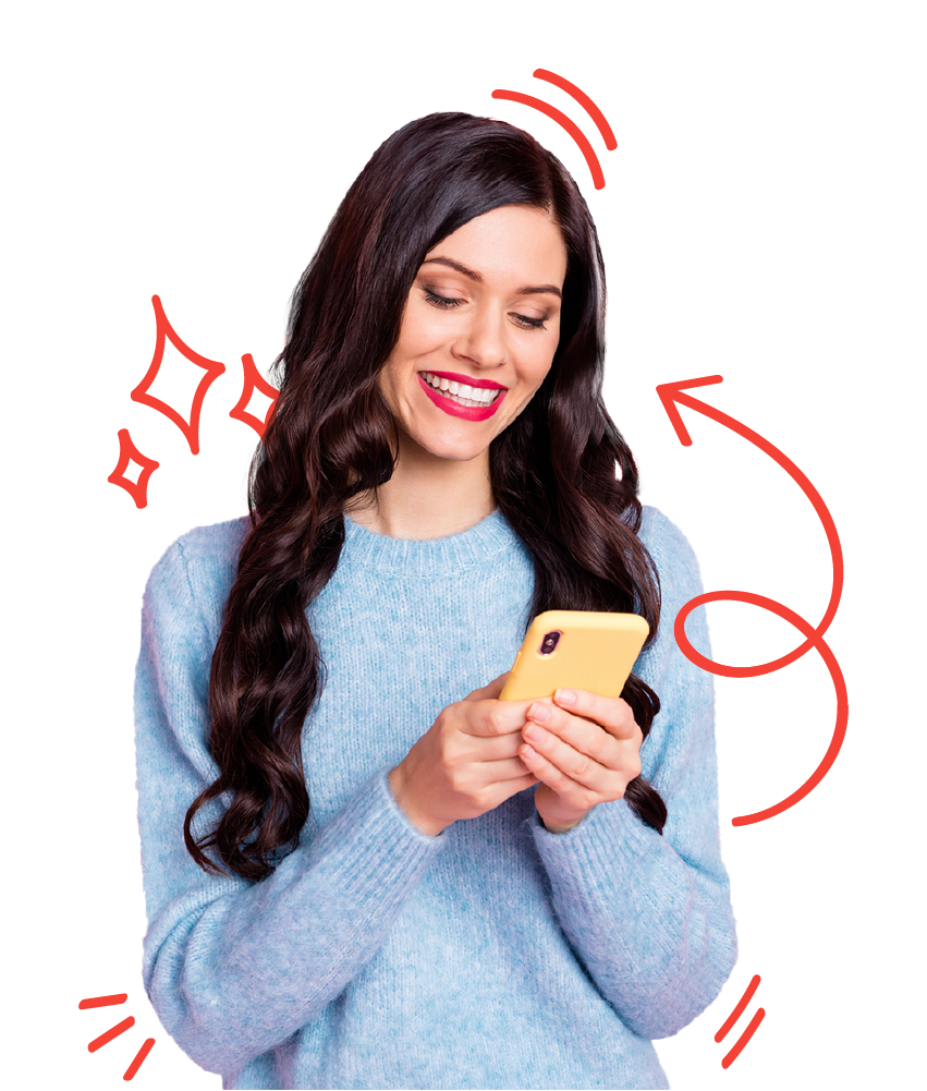 Learn Georgian hero image of a woman holding a phone
