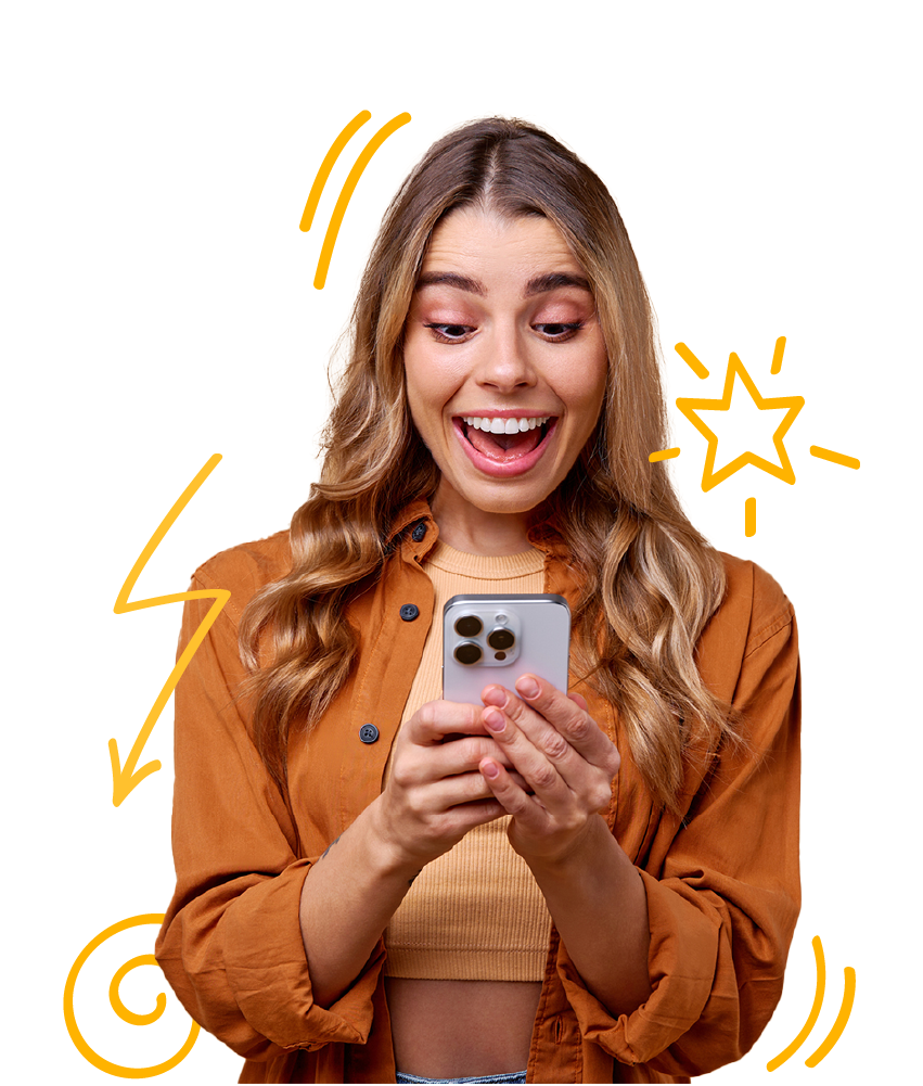 Learn Flemish hero image of a woman holding a phone